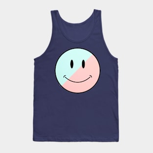 pink and blue split classic Smiley Face Black Outline Tank Top